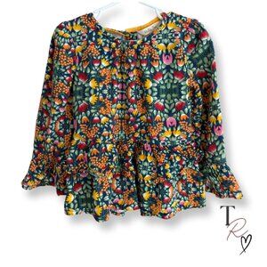 Matilda Jane Moments With You Top Floral Ruffle Sleeve Girls Top Size 4 or 4T